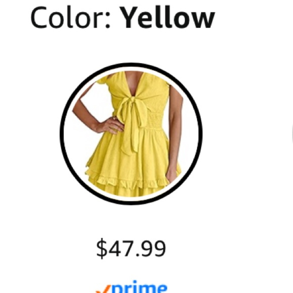 Yellow Flutter Sleeve Tie-Front Mini Dress - Picture 3 of 8